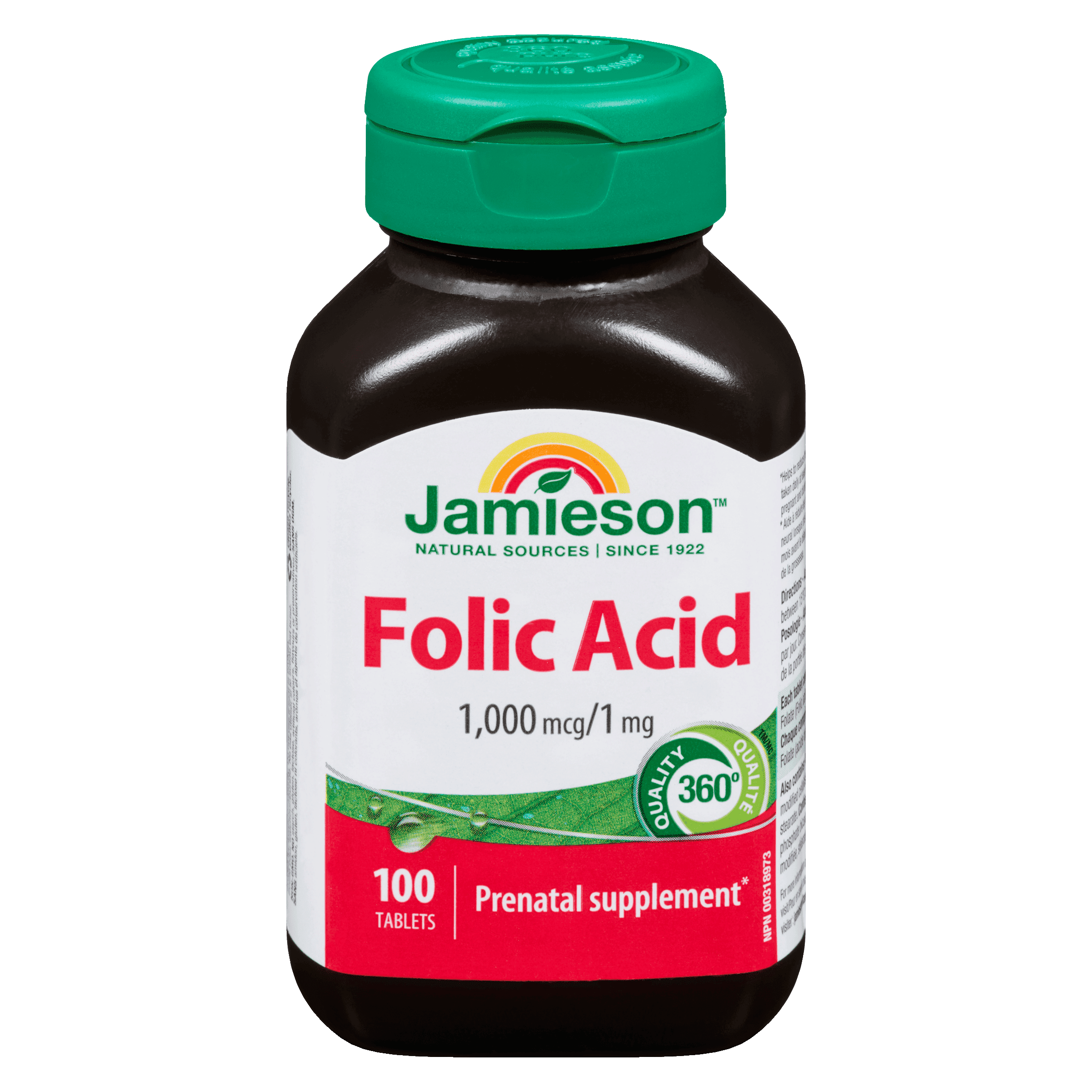 Jamieson Folic Acid 1,000 mcg/1 mg 100 Tablets