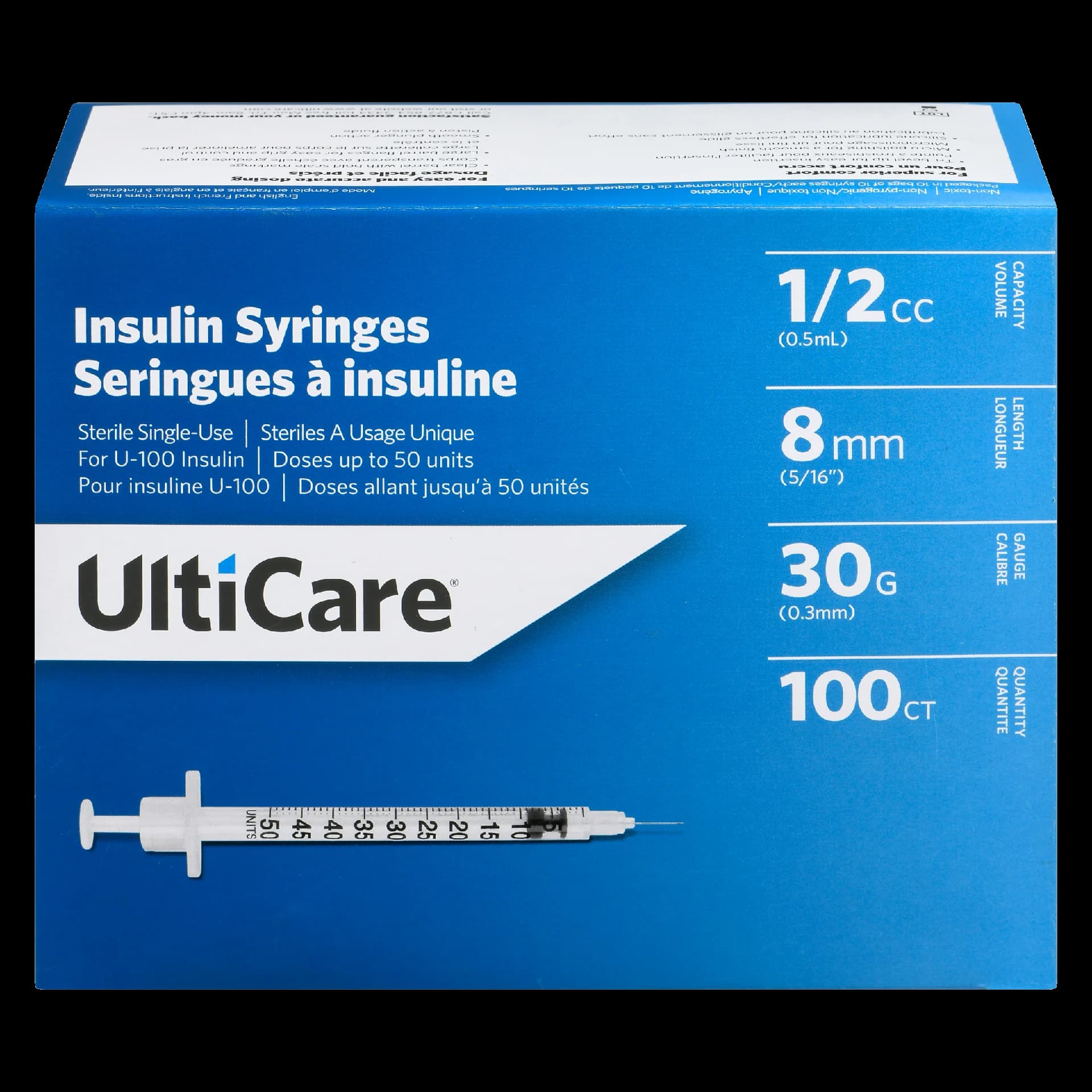 UltiCare Insulin Syringes 0.5 ml 100 Ct