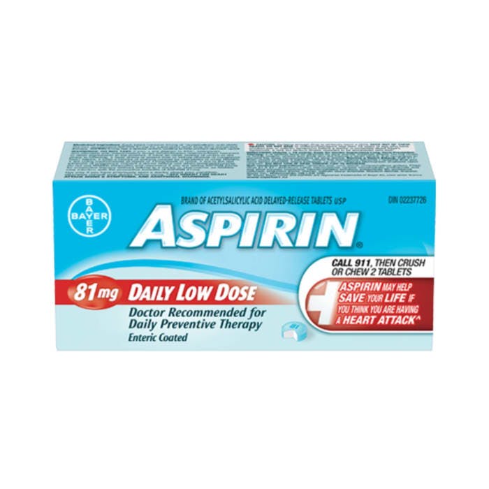 Aspirin 81mg Daily Low Dose Enteric Coated Tablets (180 Tablets)