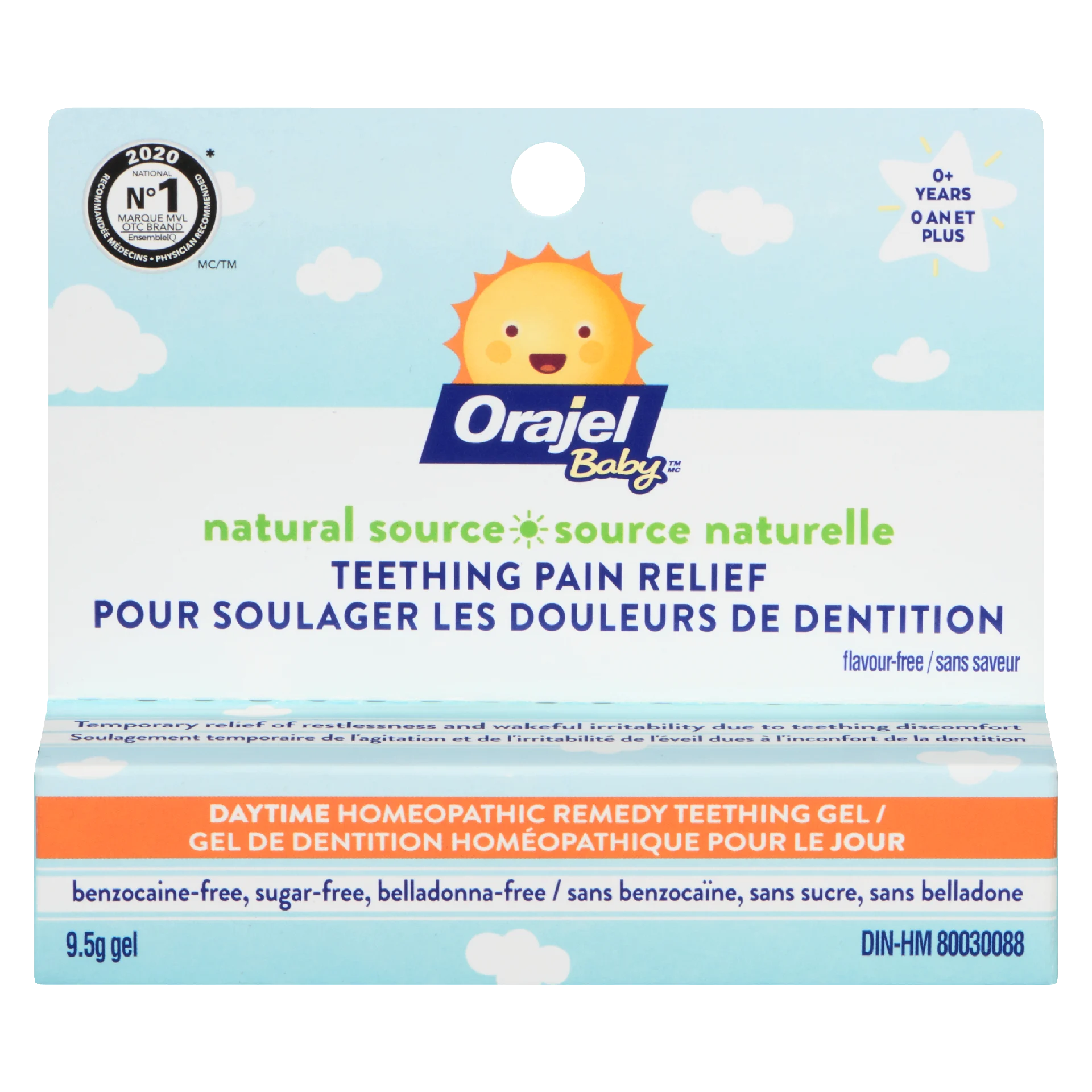 Baby Orajel Daytime Homeopathic Remedy Teething Gel Natural Source Flavour-Free 0+ Years 9.5 g