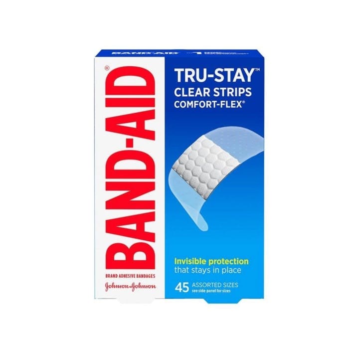 BAND-AID TRU-STAY Clear Strips COMFORT-FLEX Bandages (Assorted Sizes, 45 sterile bandages)