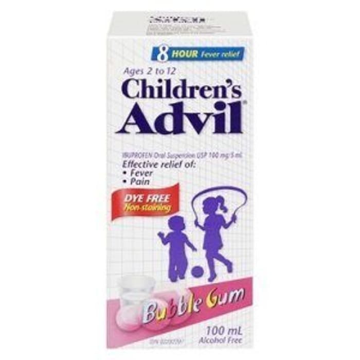 Children's Advil Dye Free Suspension 100 mL Bubble Gum Flavour