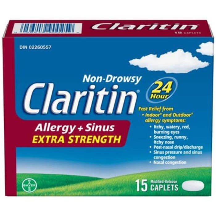 Claritin Allergy and Sinus Extra Strength Non Drowsy 15 Caplets