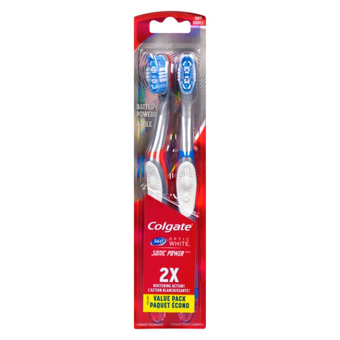 Colgate 360° Optic White Sonic Power 2 Powered Toothbrushes Soft Value Pack