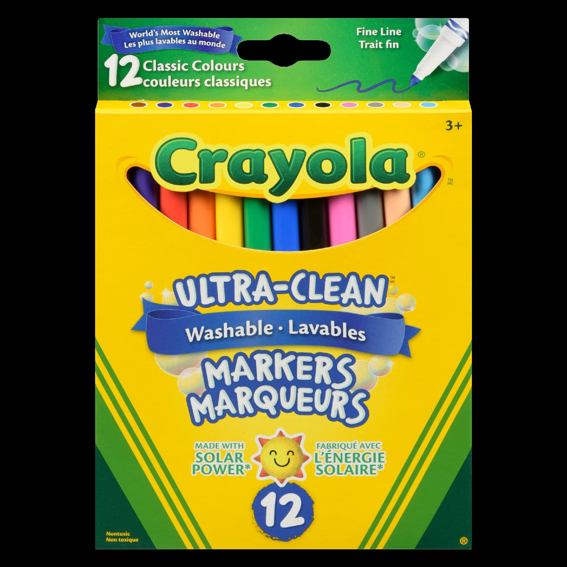 Crayola Ultra-Clean Markers Fine Line Washable 3+ 12 Classic Colours