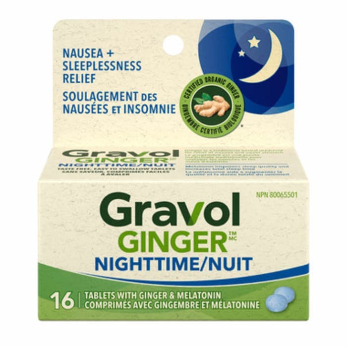 Gravol Ginger Nighttime Tablets 16 Count