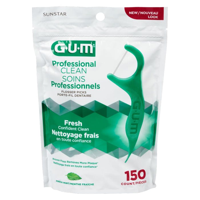 GUM Professional Clean Flosser Picks Fresh Mint 150 Count