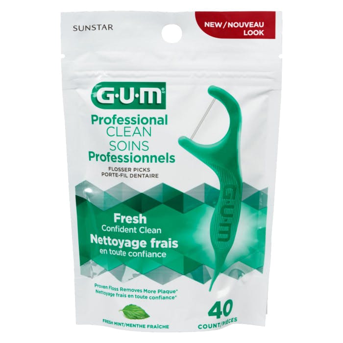 GUM Professional Clean Flosser Picks Fresh Mint 40 Count