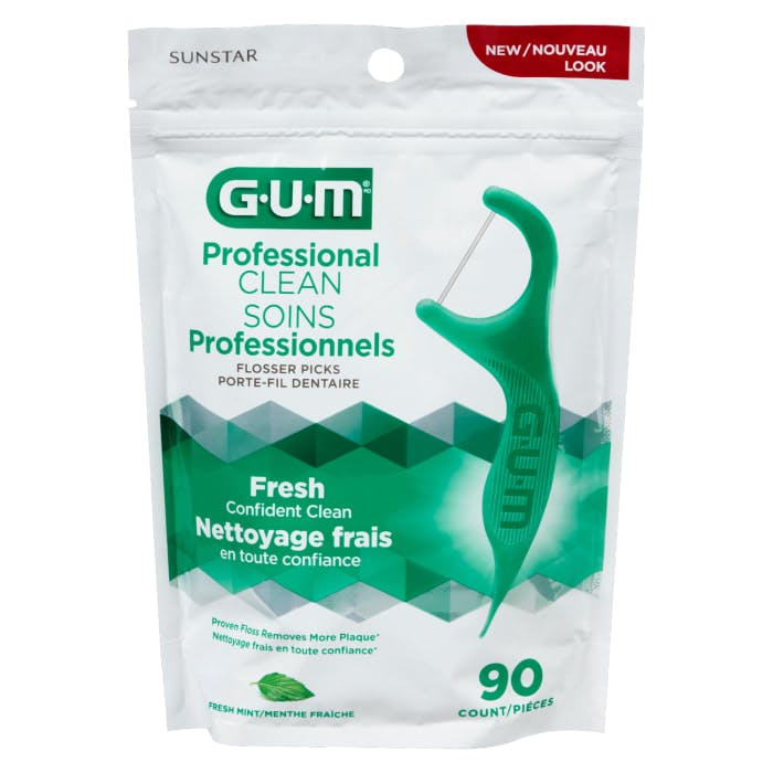 GUM Professional Clean Flosser Picks Fresh Mint 90 Count
