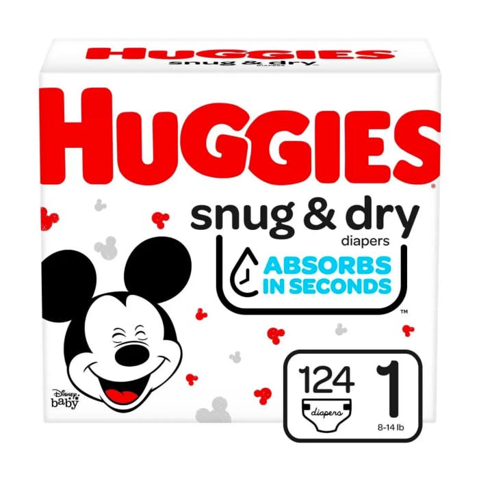 Huggies Snug & Dry Baby Diapers (Size 1, 124 Count)