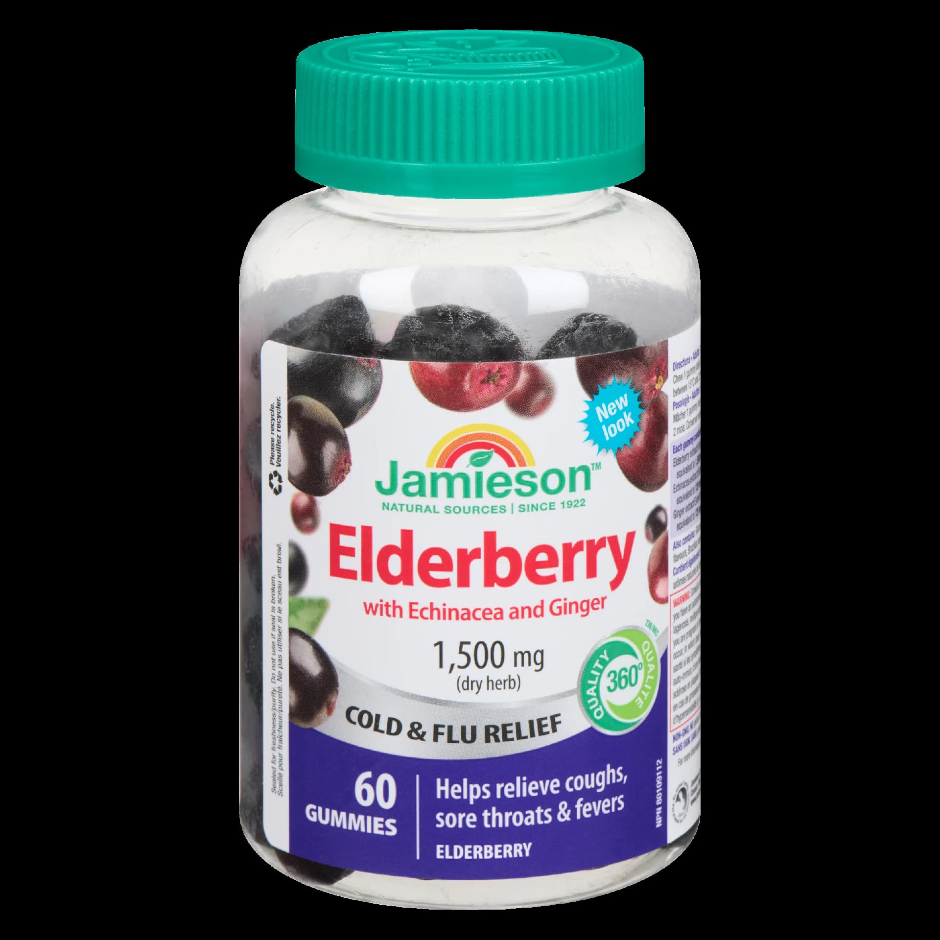 Jamieson Elderberry 1,500 mg Dry Herb Cold & Flu Relief 60 Gummies