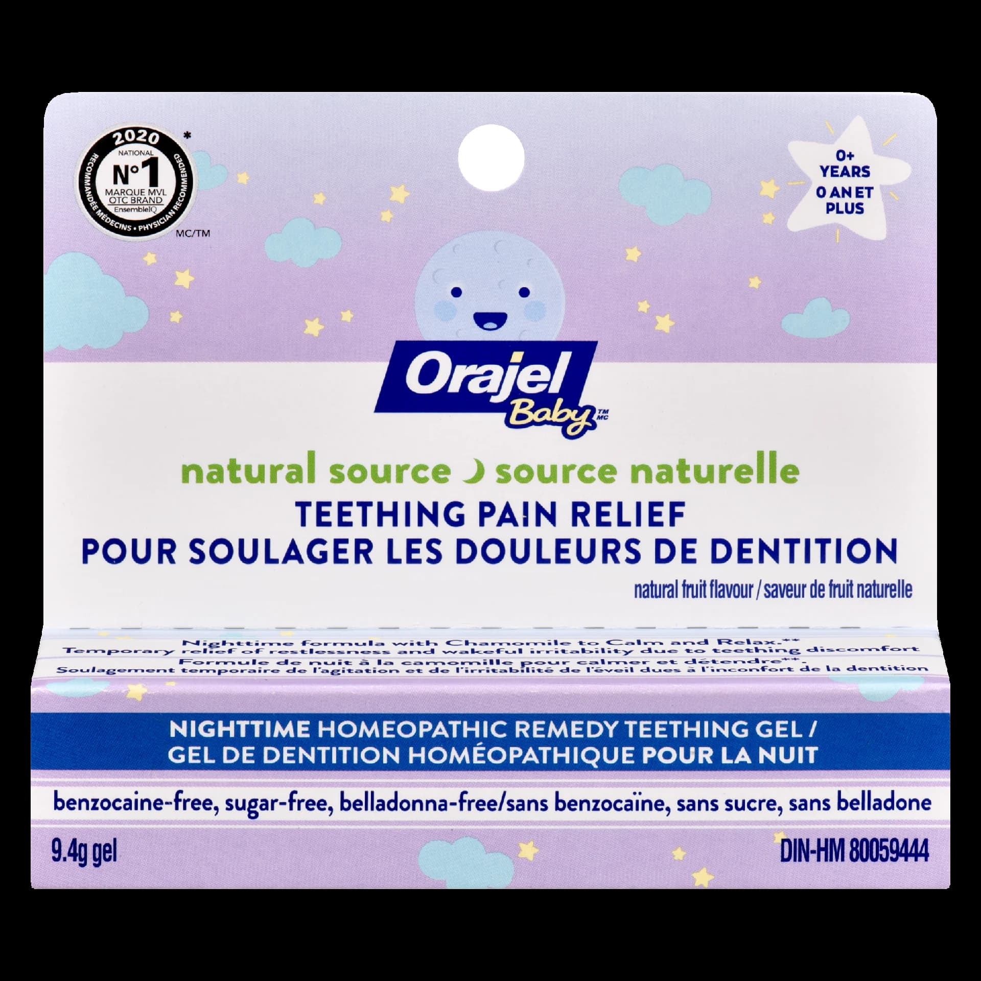 Orajel Baby Nighttime Homeopathic Remedy Teething Gel Natural Fruit Flavour 0+ Years 9.4 g