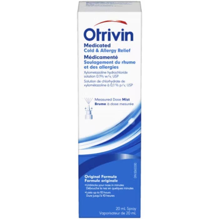 Otrivin Medicated Cold and Allergy Relief Measured Dose Nasal Spray Original Formula 20mL