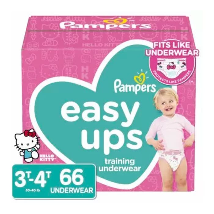Pampers Easy Ups Training Pants for Girls Super Pack (Size 3T-4T, 72 Count)
