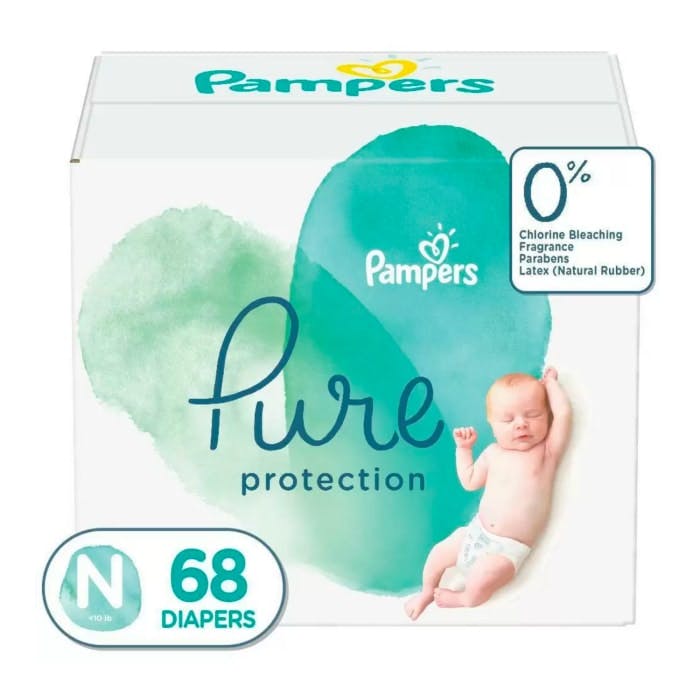 Pampers Pure Protection Natural Newborn Diapers (Size N, 76 Count)
