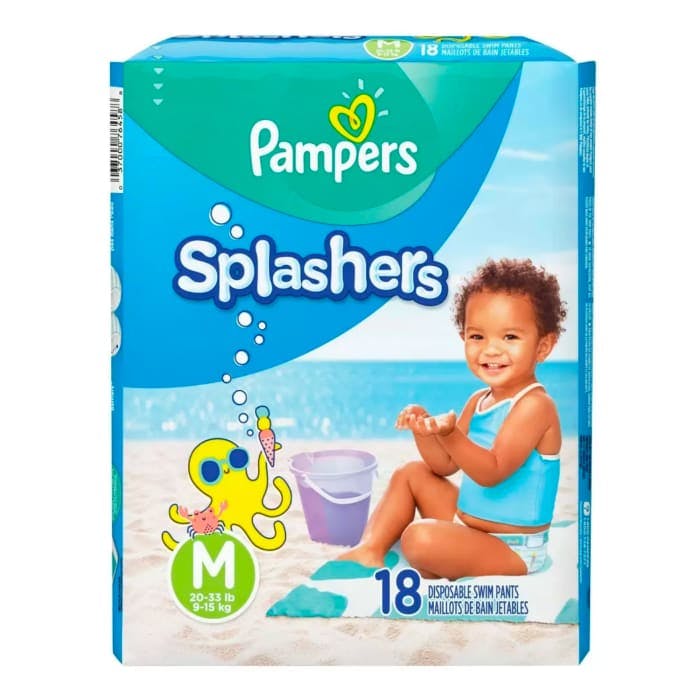 Pampers Splashers Disposable Swim Pants (Size M, 18 Count)