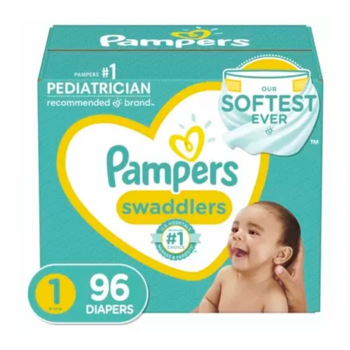 Pampers Swaddlers Diapers Soft and Absorbent (Size 1, 96 Count)