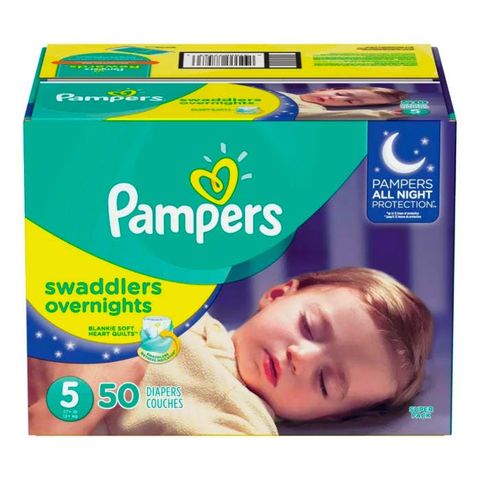 Pampers Swaddlers Overnights Diapers Super Pack (Size 5, 50 Count)