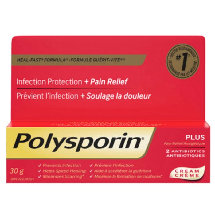 Polysporin Plus Pain Relief Antibiotic Cream Heal Fast Formula 30g