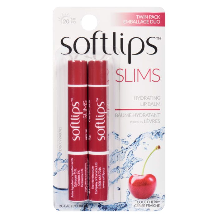 Softlips Slims Hydrating Lip Balm Cool Cherry 20 SPF Twin Pack 2 g Each