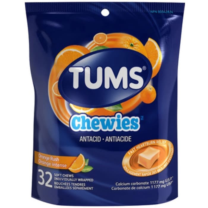 TUMS Chewies Orange Rush Soft Chews 32 Count