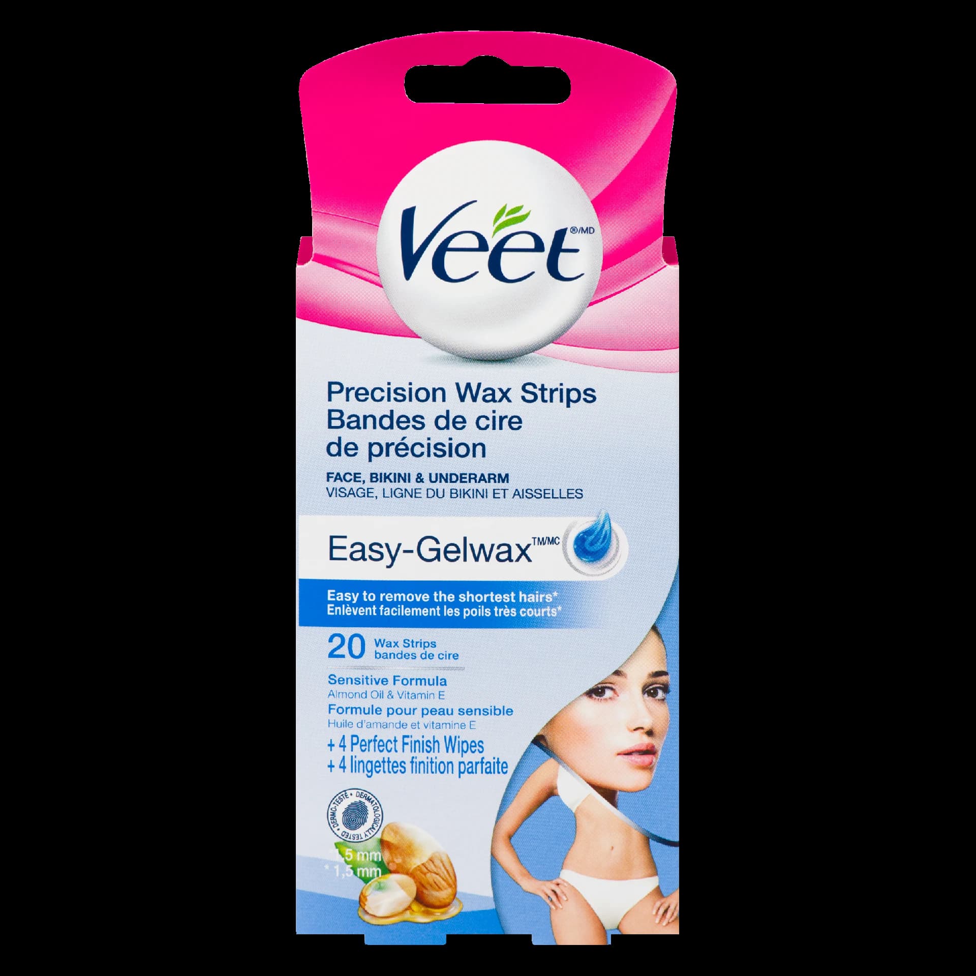 Veet Precision Wax Strips Face, Bikini & Underarm 20 Wax Strips
