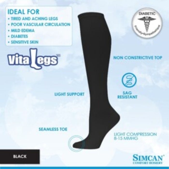 Vitalegs Light Compression 8-15mmhg Socks - Black