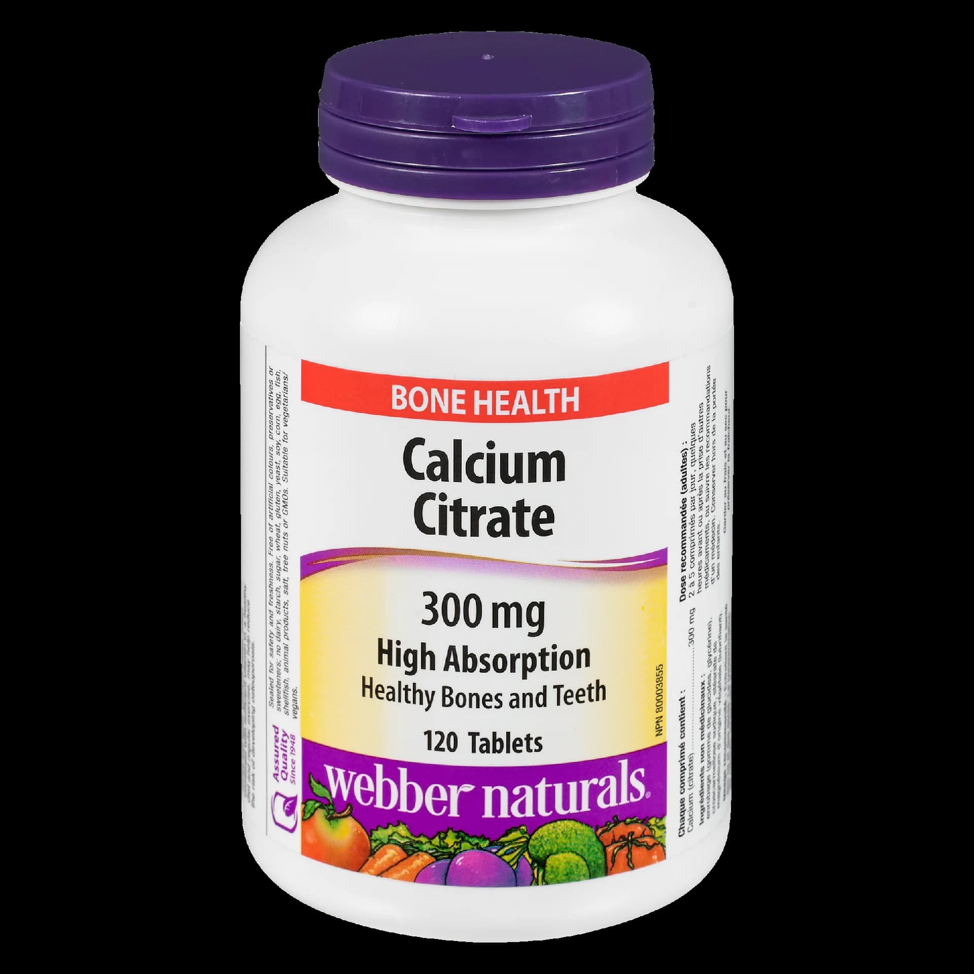 Webber Naturals Calcium Citrate 300 mg High Absorption 120 Tablets